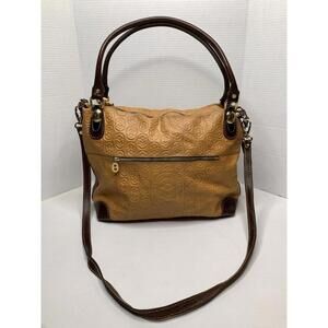 Marino Orlandi Beige Leather Logo Embossed Top Handle Shoulder Bag P131